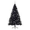 vidaXL Artificial Pre-lit Christmas Tree with 300 LEDs Black 94.5" PVC