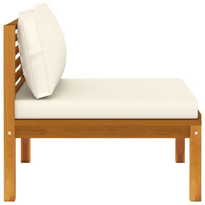 vidaXL Sectional Middle Sofa with Cream White Cushion Acacia Wood