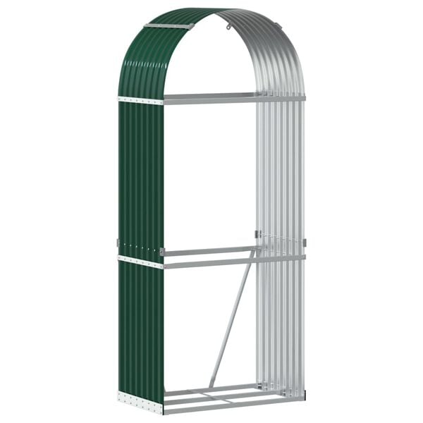 vidaXL Log Holder Green 31.5"x17.7"x74.8" Galvanized Steel