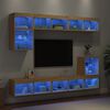 vidaXL TV Wall Unit Sonoma Oak Engineered Wood, Glass Large TV Wall Unit