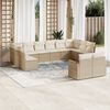 vidaXL Garden Sofa Set Beige PE rattan, powder-coated steel Large