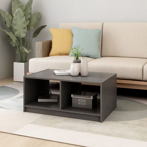 vidaXL Coffee Table Grey Solid Pinewood Medium Coffee Table