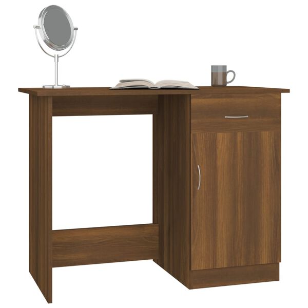 vidaXL Desk Brown Oak 39.4x19.7x29.9" Engineered Wood