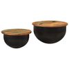 vidaXL Coffee Table Set of 2 Black and varied reclaimed wood colors