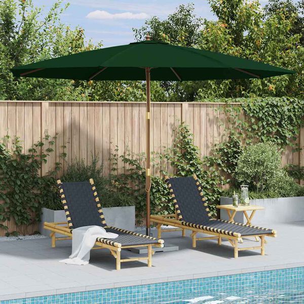 vidaXL Garden Parasol with Wooden Pole 137.8" Green