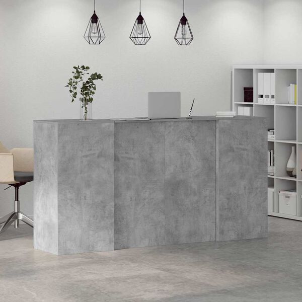 vidaXL Reception Desk Concrete grey Engineered wood Large Reception Desk