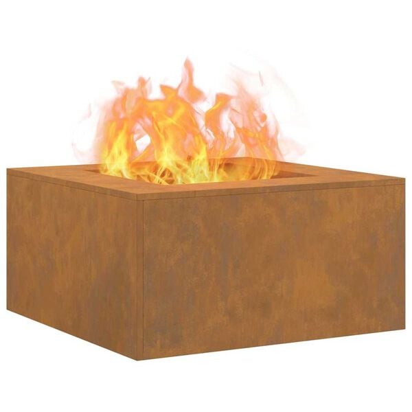 vidaXL Fire Pit Brown 31.5" x 31.5" x 15.7" Weathering steel