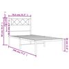 vidaXL Metal Bed Frame White Powder-coated steel Small Single