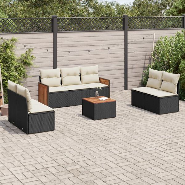 vidaXL Garden Sofa Set Black PE rattan Large Adjustable Feet