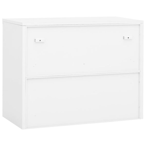 vidaXL Office Cabinet White Steel, tempered glass Medium Office Cabinet