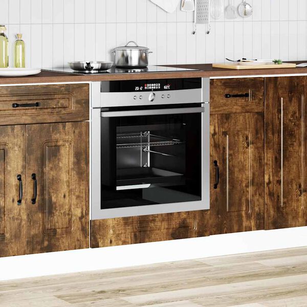 vidaXL Oven Cabinet Smoked Oak Engineered Wood Compact Adjustable Feet