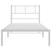 vidaXL Metal Bed Frame White Powder-Coated Steel Single
