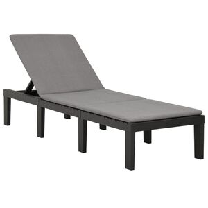 vidaXL Sunlounger Anthracite Plastic Large Multi-Position Backrest