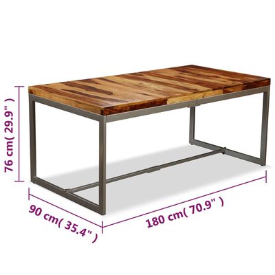 vidaXL Dining Table Solid Sheesham Wood and Steel 70.9"