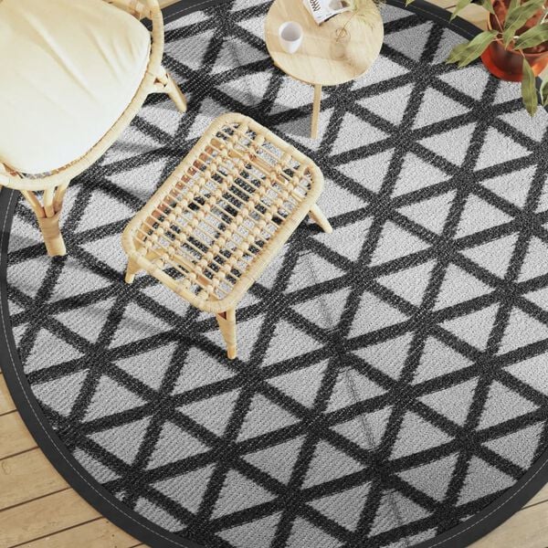 vidaXL Outdoor Carpet Black Polypropylene (PP) 78.7 in diameter