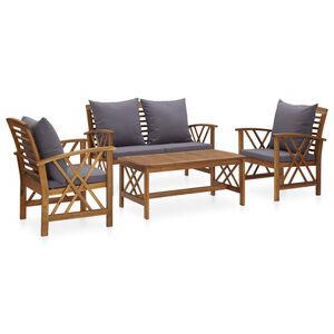 vidaXL Garden Lounge Set Dark grey, Natural wood Solid acacia wood Medium