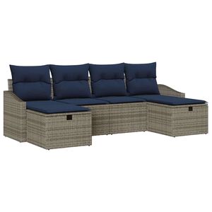 vidaXL Garden Sofa Set with Cushion 6 pcs Gray Poly rattan