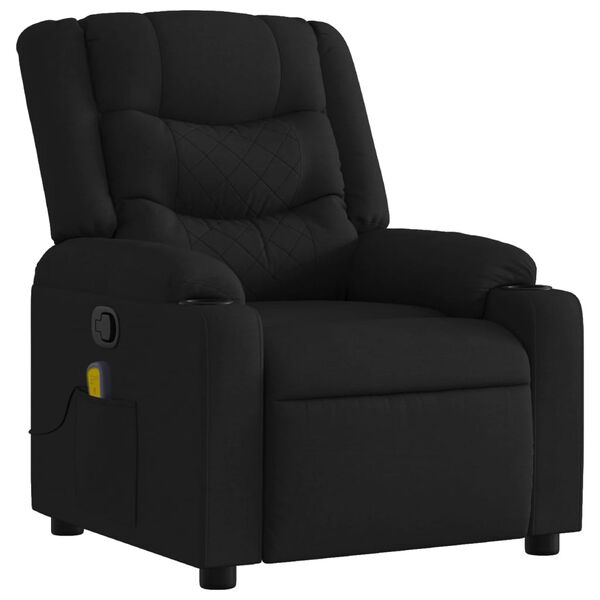 vidaXL Massage Recliner Chair Black Polyester, Metal, Plywood, Foam Single