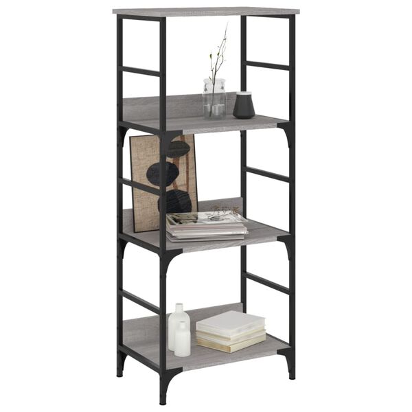 vidaXL Bookshelf Grey Sonoma Engineered wood, Steel Medium Bookshelf
