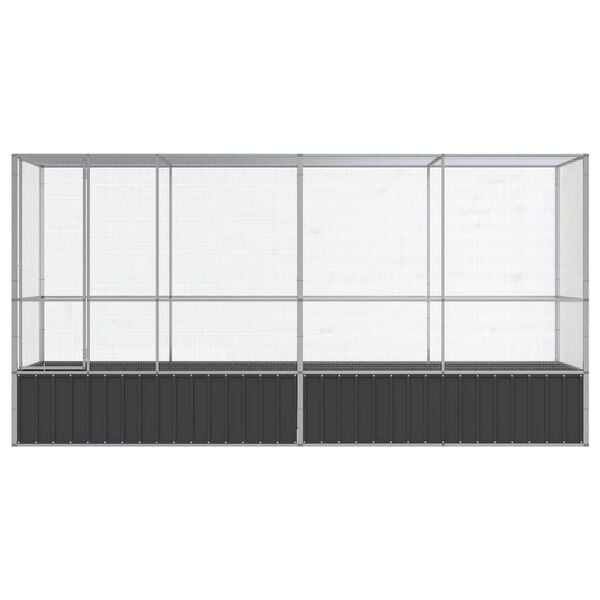 vidaXL Aviary with Extension Silver 164.8"x42.1"x83.5" Steel