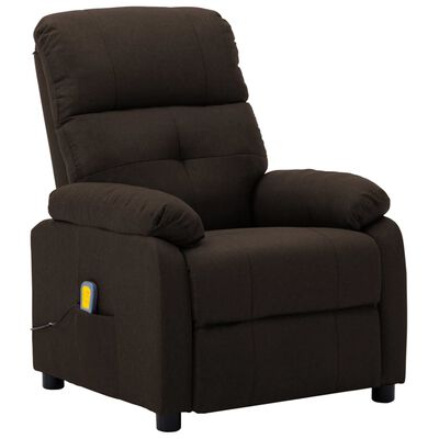 vidaXL Massage Recliner Dark Brown Fabric