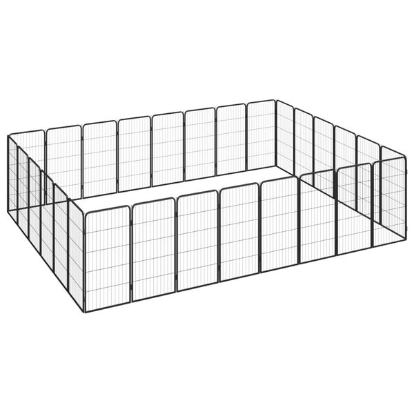 vidaXL Dog Playpen Black Powder-coated Steel Large