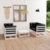 vidaXL Garden Lounge Set White Solid pine wood, 100% polyester Medium