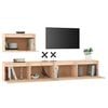 vidaXL TV Cabinet Set of 3 Natural Pine Solid Pinewood Floating Cabinet