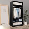 vidaXL Wardrobe Black Engineered wood Compact Wardrobe Rectangular