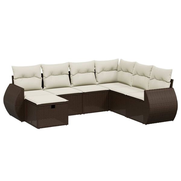 vidaXL Garden Sofa Set Brown PE Rattan, Steel Large Modular