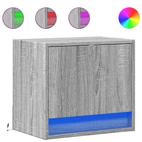 vidaXL Wall-mounted Bedside Cabinet Set of 2 Gray Sonoma Engineered wood