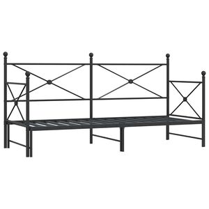 vidaXL Daybed With Trundle Black Steel Queen Expandable