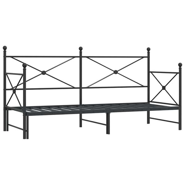 vidaXL Daybed With Trundle Black Steel Queen Expandable