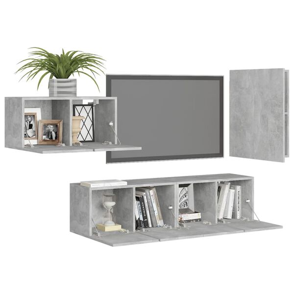 vidaXL TV Cabinet Set Concrete Grey Engineered Wood Medium