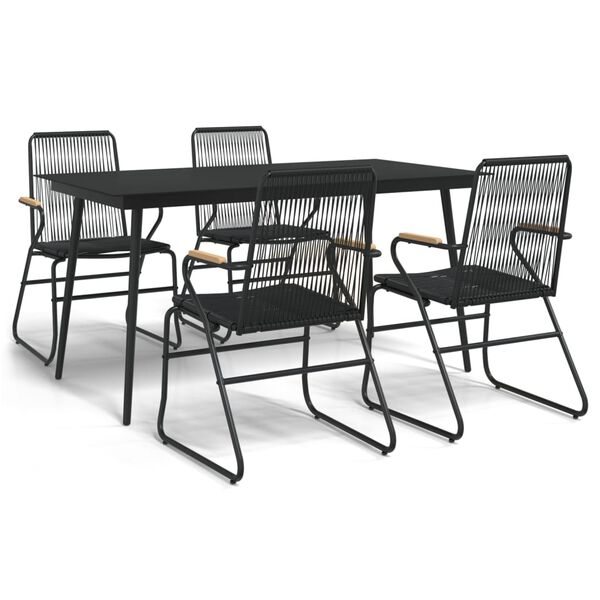 vidaXL Garden Dining Set Black PVC rattan Medium Durable