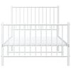 vidaXL Bed Frame White Steel Twin size Bed Frame Rectangular