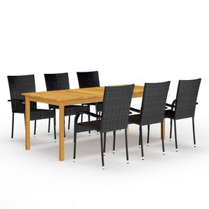 vidaXL Dining Set Black, Natural