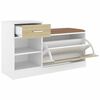 vidaXL Shoe Bench White and Sonoma Oak Engineered wood, MDF, faux leather