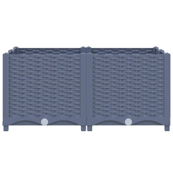 vidaXL Raised Bed Blue Grey Polypropylene 31.5 x 31.5 x 15.0 in