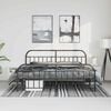 vidaXL Bed Frame Black Powder-Coated Steel Large Bed Frame Rectangular