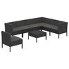 vidaXL Garden Lounge Set Black PE rattan, Powder-coated steel, Polyester
