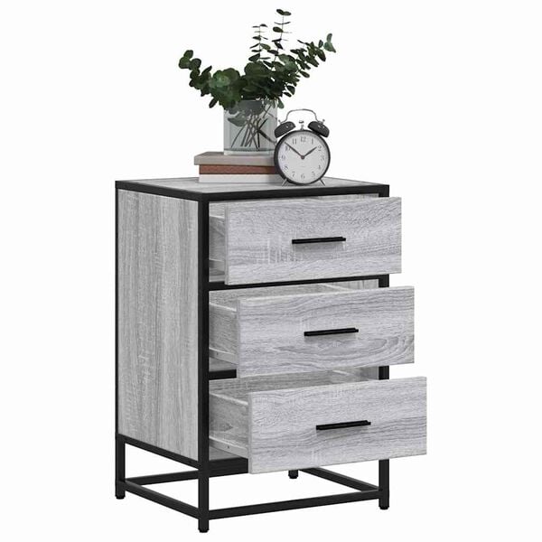 vidaXL Bedside Cabinet Grey Sonoma Engineered wood, metal