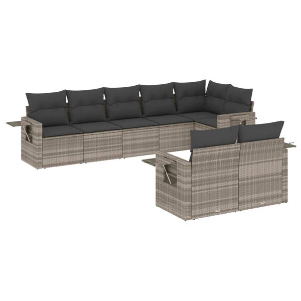 vidaXL Garden Sofa Set Light Grey PE rattan, powder-coated steel, polyester