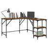 vidaXL Desk Smoked Oak Engineered wood, metal 54.7 in Desk Industrial