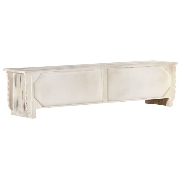 vidaXL TV Stand White 55.1"x11.8"x13.8" Solid Wood Mango