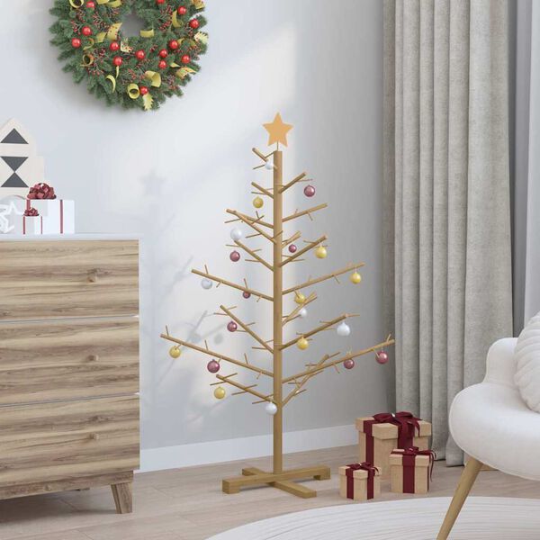 vidaXL Wooden Christmas Tree with Stand Brown 49.21 in Solid pine wood