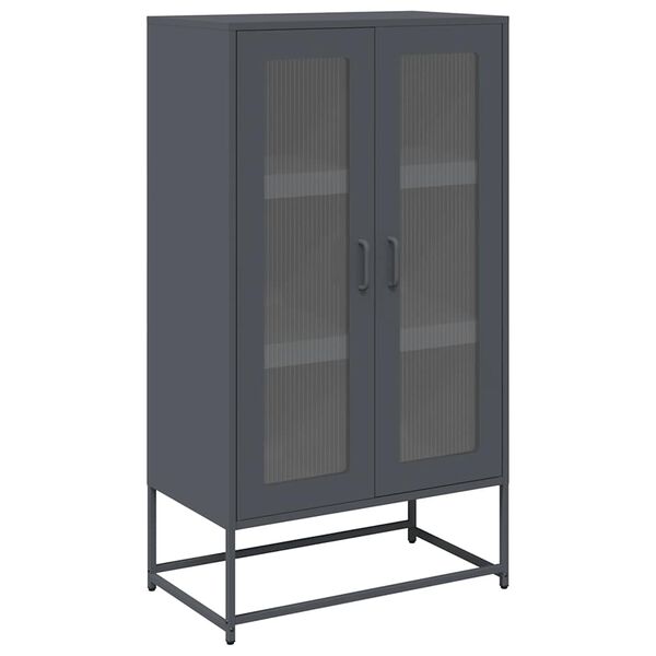 vidaXL Highboard Anthracite Cold-rolled steel 26.8x15.4x48.4 in