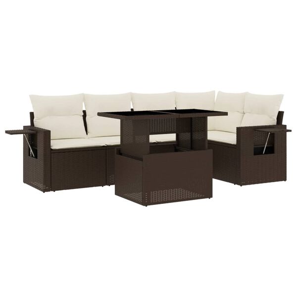 vidaXL Garden Sofa Set Brown, Cream White