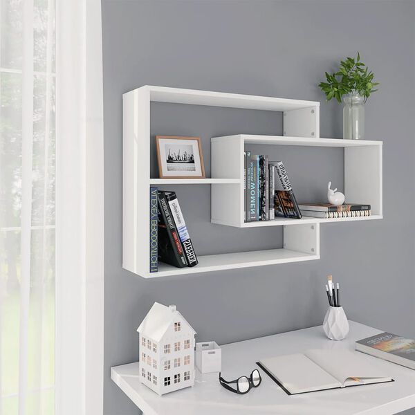 vidaXL Wall Shelf White Engineered Wood Medium Wall mounting