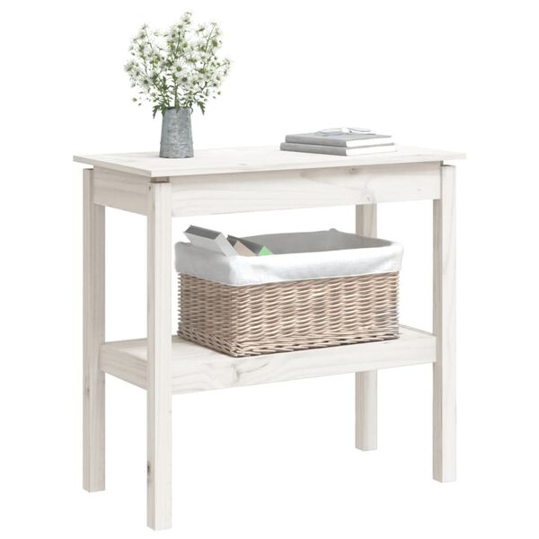 vidaXL Console Table White Solid Pinewood Medium Storage Console Table